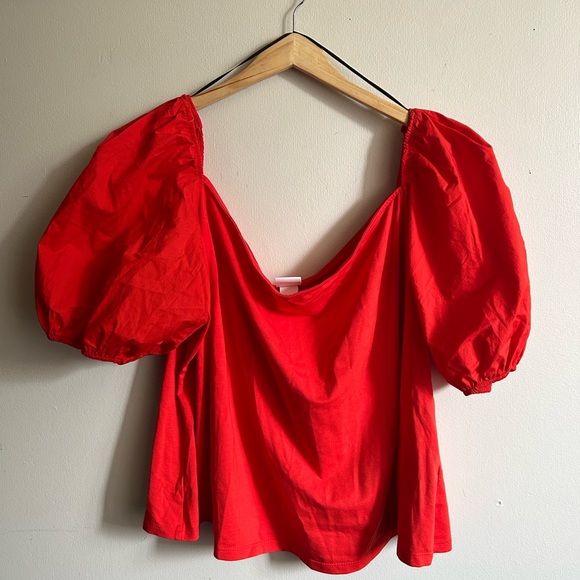 H&M Orange Puffy Sleeved Top - Plus - Picture 1 of 7
